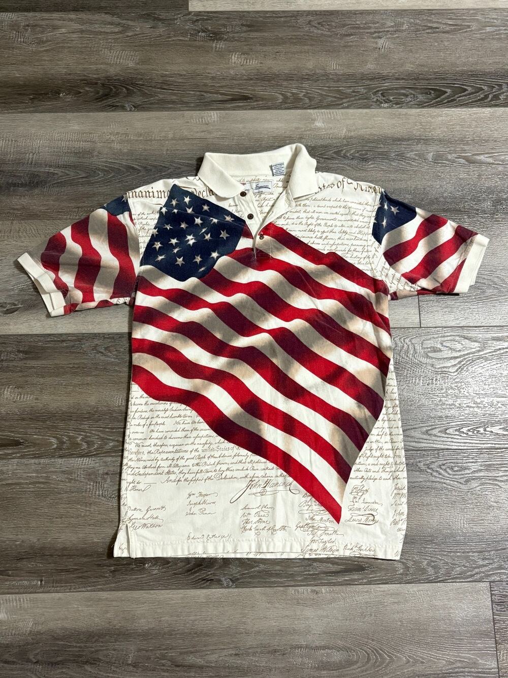 American Summer USA Flag Polo Shirt 4th Of July America Preppy - Men’s Medium